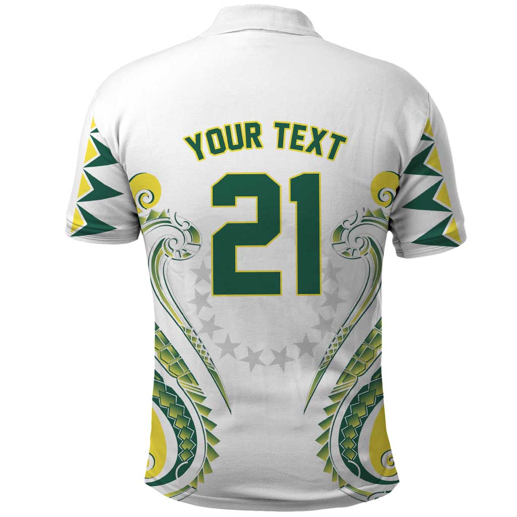 Custom Rugby Cook Islands Avaiki Polo Shirt White Kuki Airani Tribal Maori Inspired LT9 - Polynesian Pride