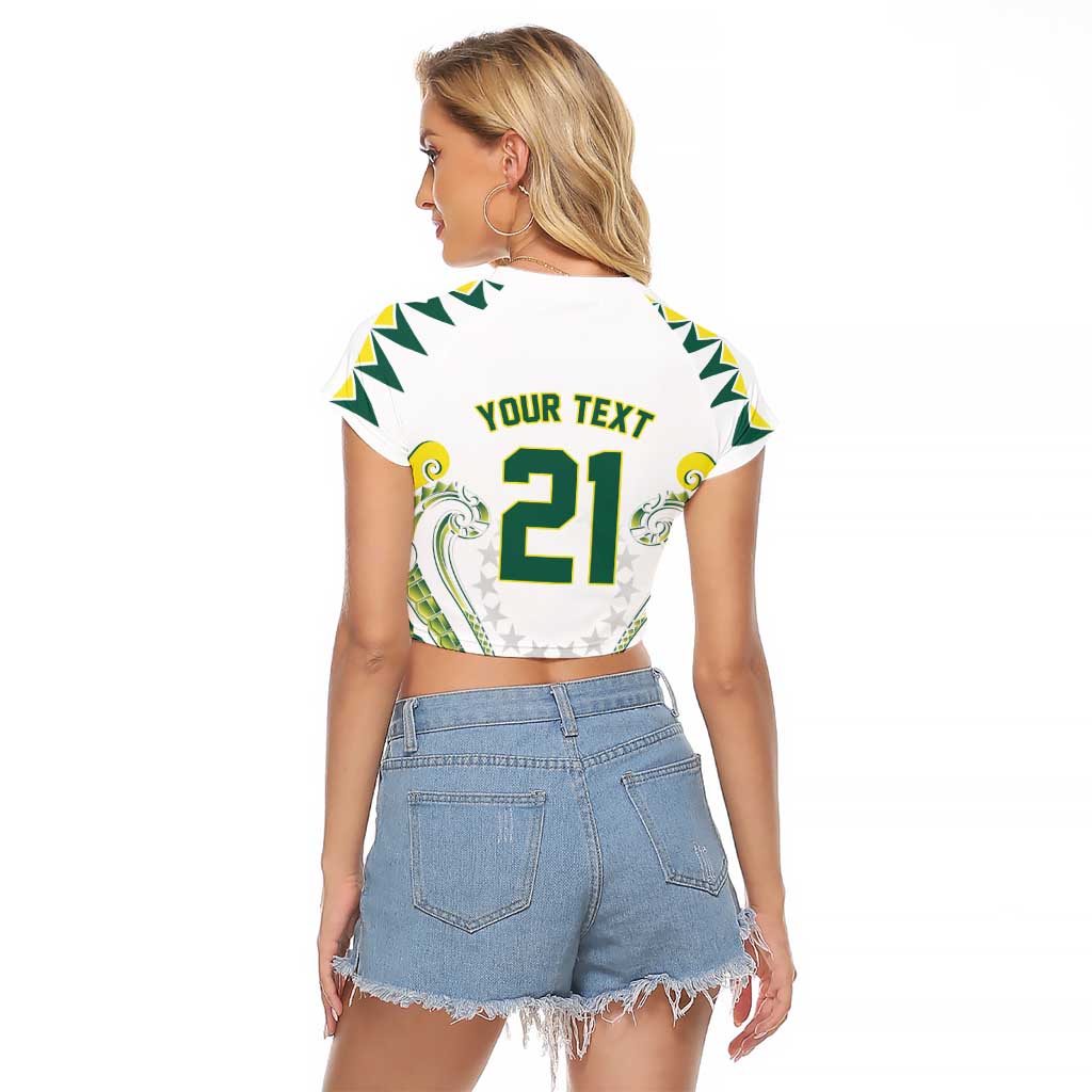 Custom Rugby Cook Islands Avaiki Raglan Cropped T Shirt White Kuki Airani Tribal Maori Inspired LT9 - Polynesian Pride