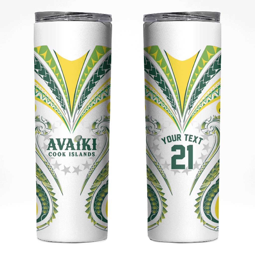 Custom Rugby Cook Islands Avaiki Skinny Tumbler White Kuki Airani Tribal Maori Inspired LT9 White - Polynesian Pride