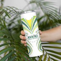 Custom Rugby Cook Islands Avaiki Skinny Tumbler White Kuki Airani Tribal Maori Inspired LT9 - Polynesian Pride