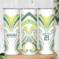 Custom Rugby Cook Islands Avaiki Skinny Tumbler White Kuki Airani Tribal Maori Inspired LT9 - Polynesian Pride