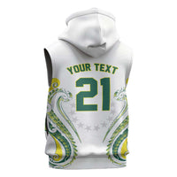 Custom Rugby Cook Islands Avaiki Sleeveless Zip Hoodie White Kuki Airani Tribal Maori Inspired LT9 - Polynesian Pride