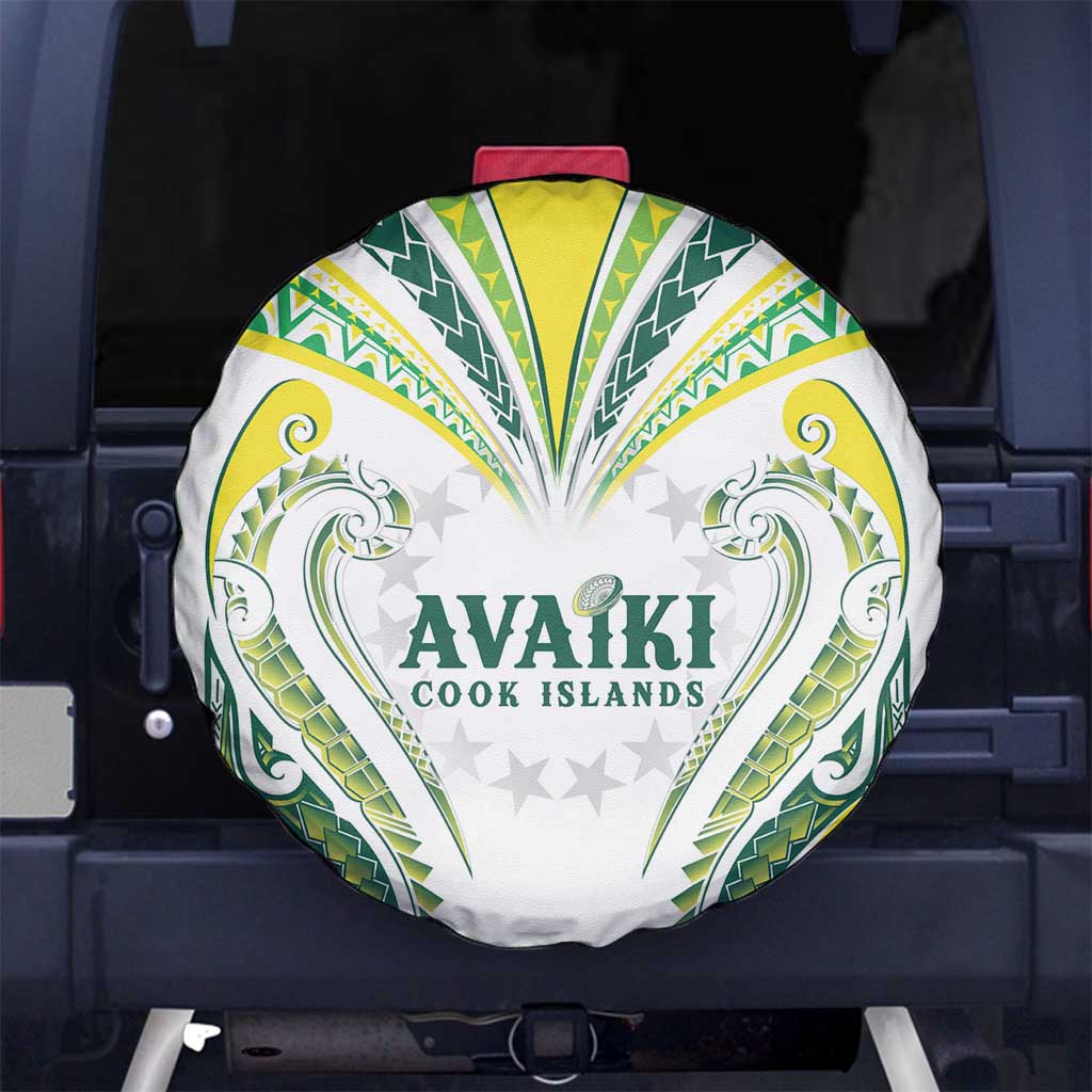 Rugby Cook Islands Avaiki Spare Tire Cover White Kuki Airani Tribal Maori Inspired LT9 No hole White - Polynesian Pride