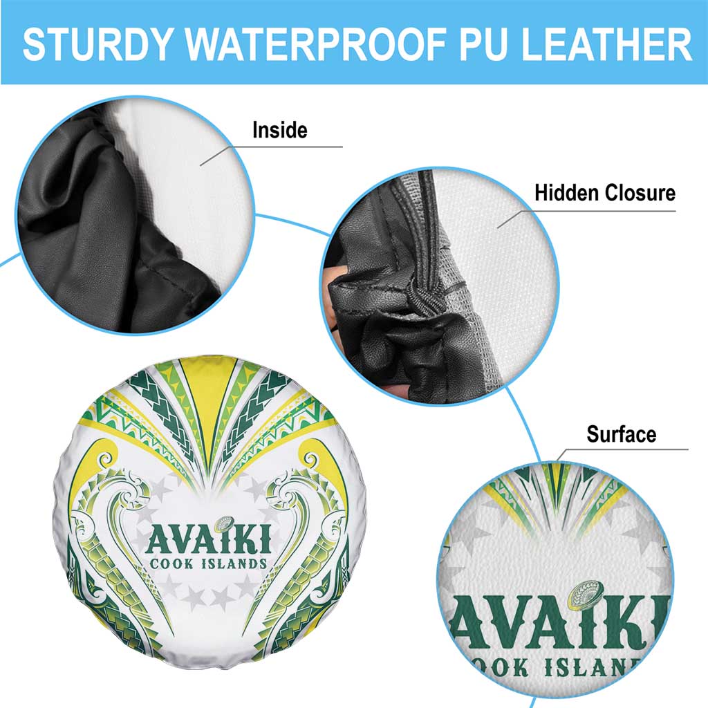 Rugby Cook Islands Avaiki Spare Tire Cover White Kuki Airani Tribal Maori Inspired LT9 - Polynesian Pride