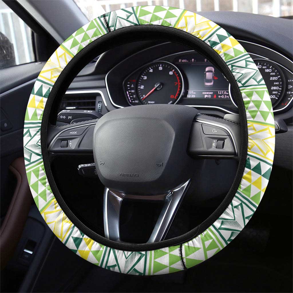 Rugby Cook Islands Avaiki Steering Wheel Cover White Kuki Airani Tribal Maori Inspired LT9 - Polynesian Pride