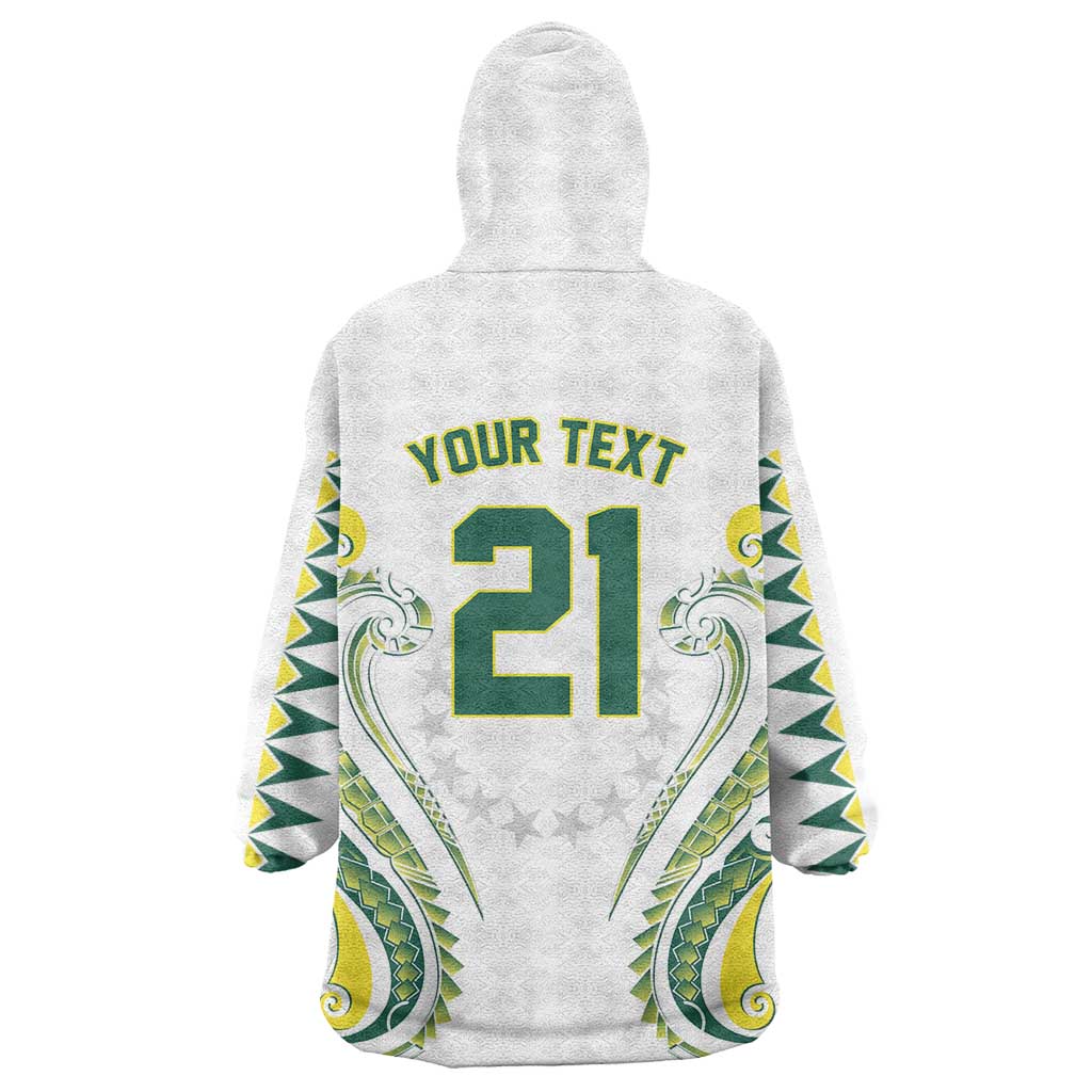 Custom Rugby Cook Islands Avaiki Wearable Blanket Hoodie White Kuki Airani Tribal Maori Inspired LT9 - Polynesian Pride