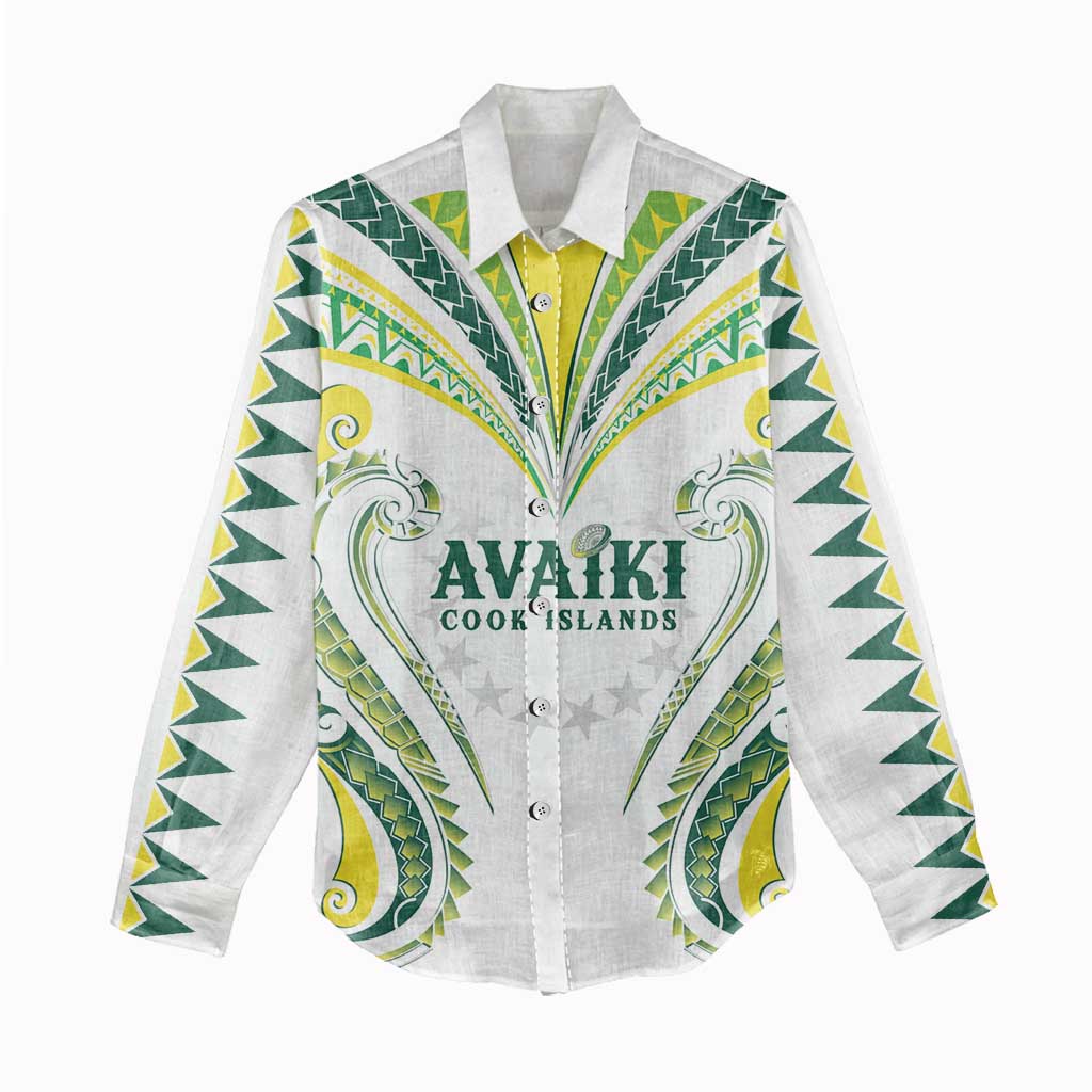Custom Rugby Cook Islands Avaiki Women Casual Shirt White Kuki Airani Tribal Maori Inspired LT9 - Polynesian Pride