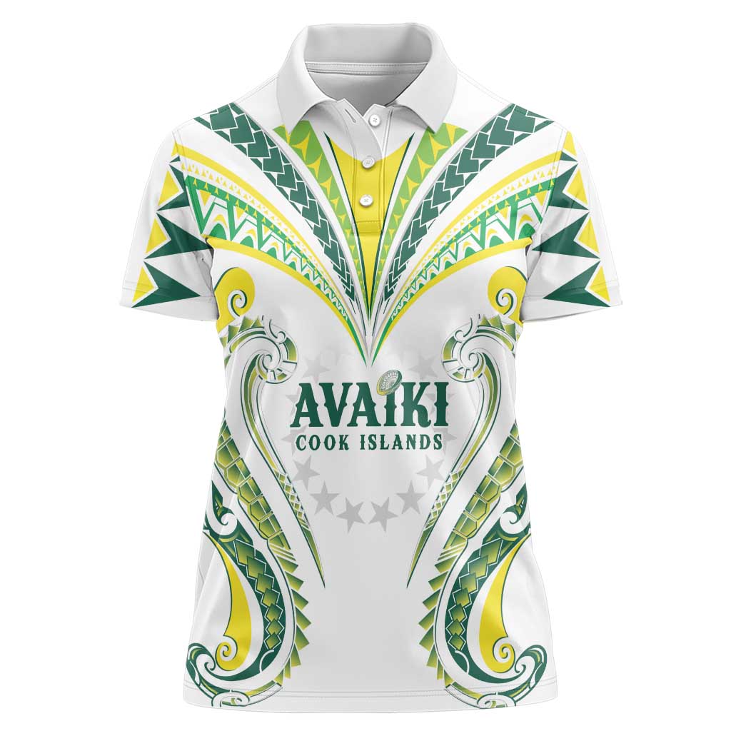 Custom Rugby Cook Islands Avaiki Women Polo Shirt White Kuki Airani Tribal Maori Inspired - Polynesian Pride