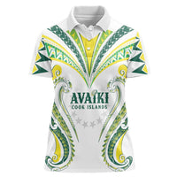 Custom Rugby Cook Islands Avaiki Women Polo Shirt White Kuki Airani Tribal Maori Inspired LT9 Female White - Polynesian Pride
