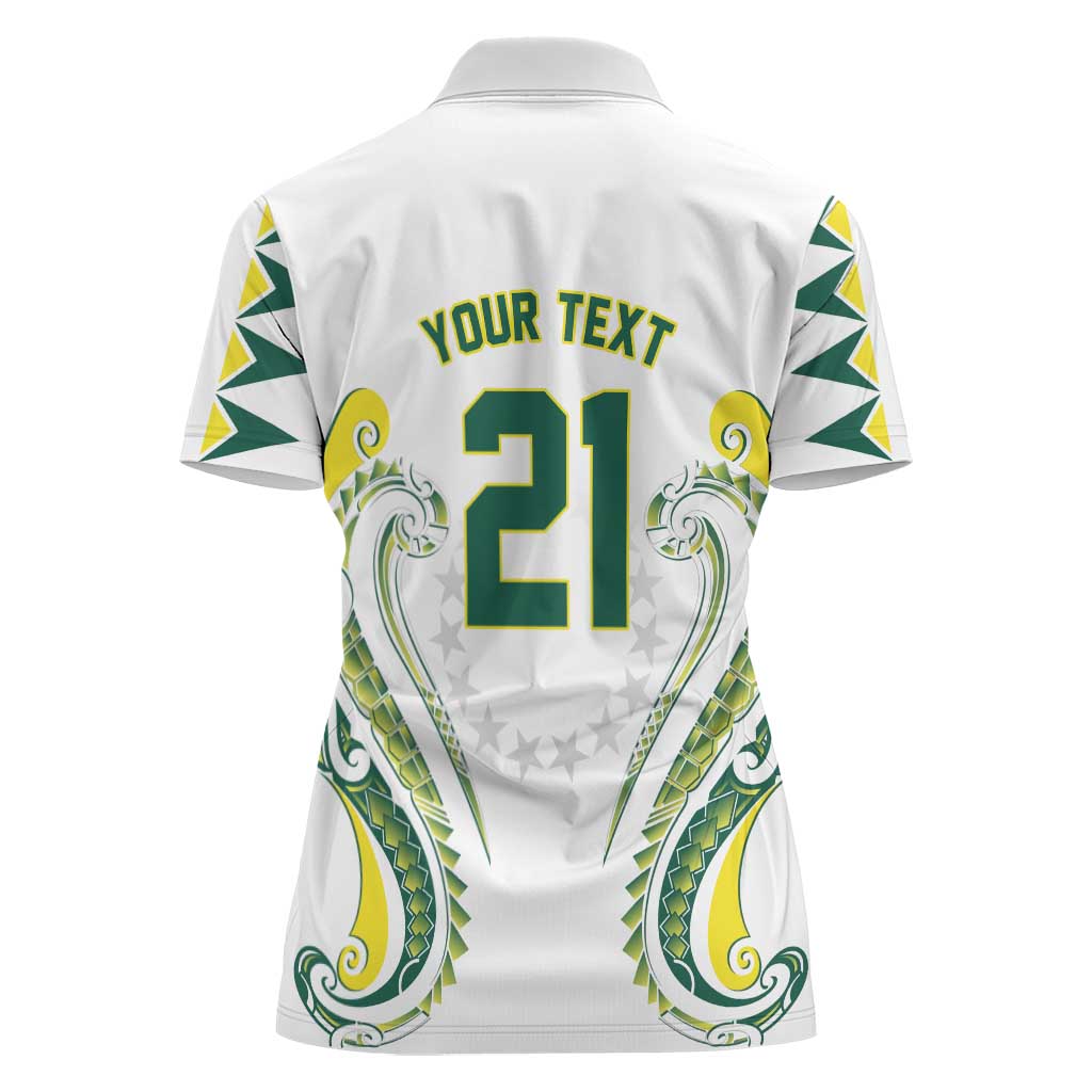 Custom Rugby Cook Islands Avaiki Women Polo Shirt White Kuki Airani Tribal Maori Inspired LT9 - Polynesian Pride