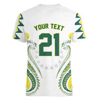 Custom Rugby Cook Islands Avaiki Women V-Neck T-Shirt White Kuki Airani Tribal Maori Inspired LT9 - Polynesian Pride