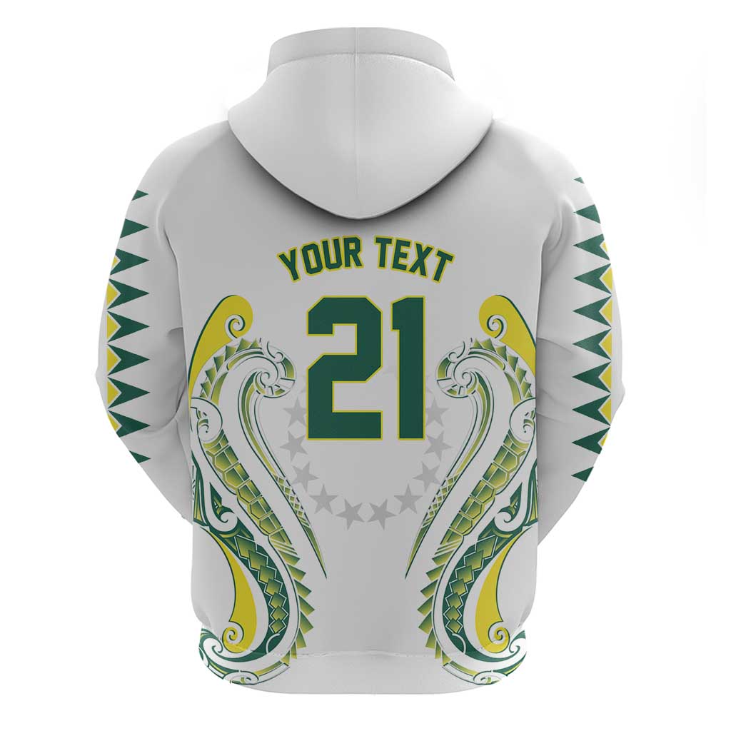 Custom Rugby Cook Islands Avaiki Zip Hoodie White Kuki Airani Tribal Maori Inspired LT9 - Polynesian Pride