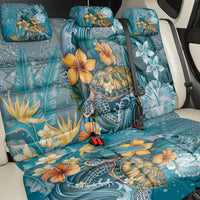 Sea Turtle In The Ocean Back Car Seat Cover with Polynesian Pattern Arty Style LT9