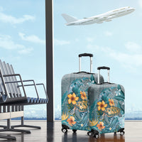 Sea Turtle In The Ocean Luggage Cover with Polynesian Pattern Arty Style