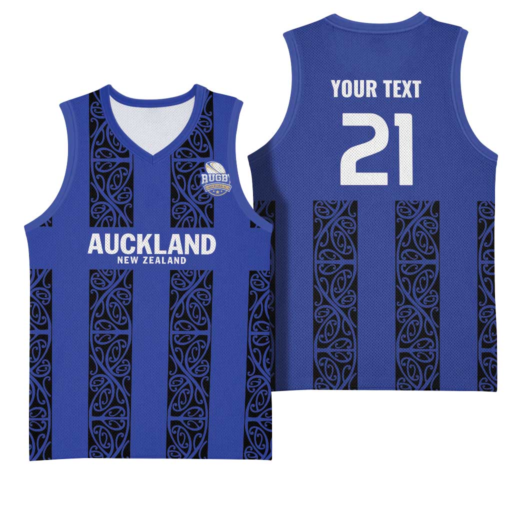 Custom Oceania Football NZ Auckland Basketball Jersey Maori Tribal Pattern