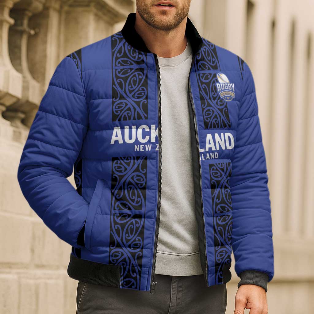 Custom Oceania Football NZ Auckland Bomber Puffer Jacket Maori Tribal Pattern