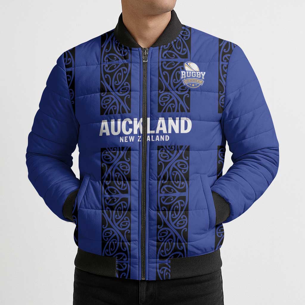 Custom Oceania Football NZ Auckland Bomber Puffer Jacket Maori Tribal Pattern