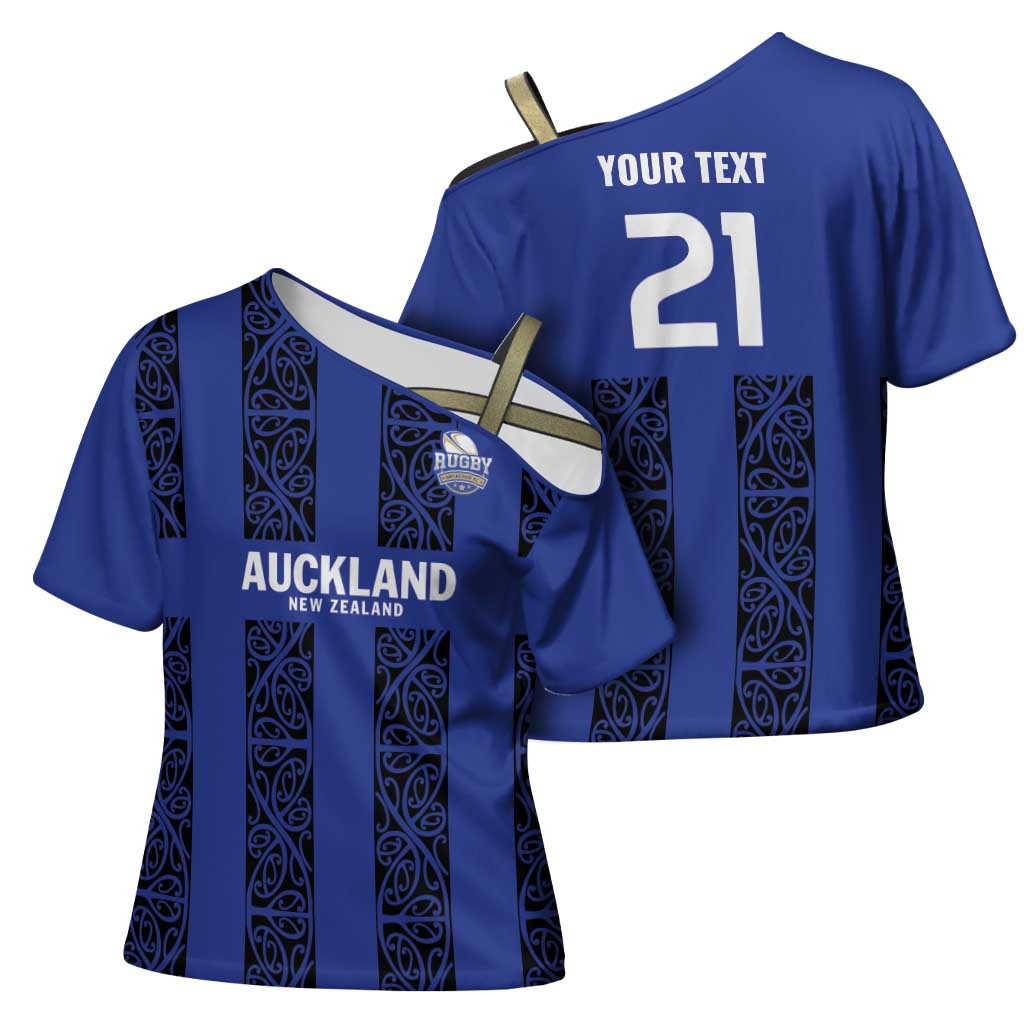 Custom Oceania Football NZ Auckland Cross Shoulder Shirt Maori Tribal Pattern