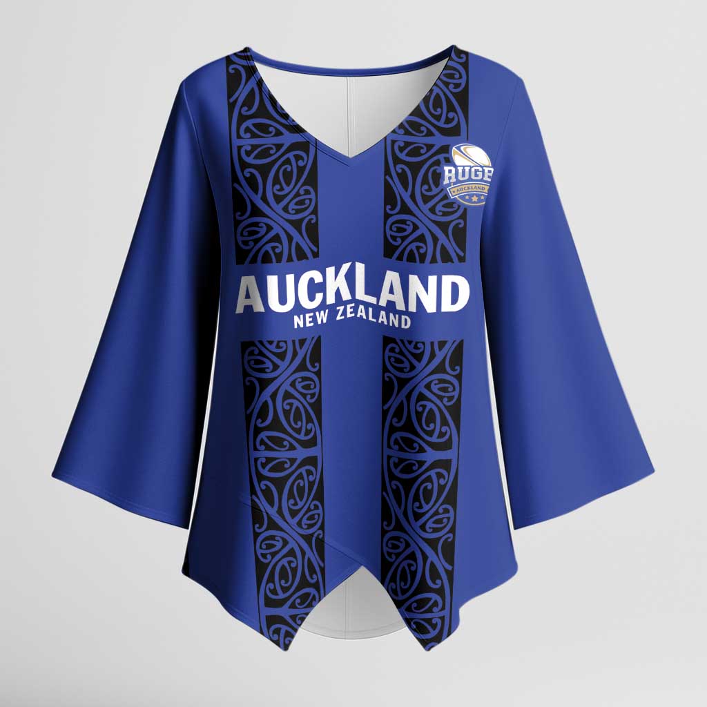 Custom Oceania Football NZ Auckland Kimono Sleeve Blouse Maori Tribal Pattern