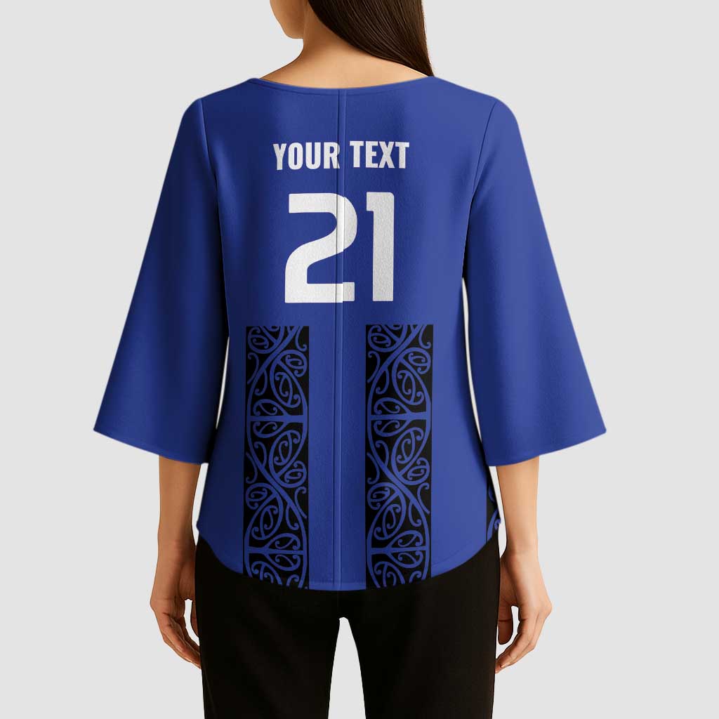 Custom Oceania Football NZ Auckland Kimono Sleeve Blouse Maori Tribal Pattern