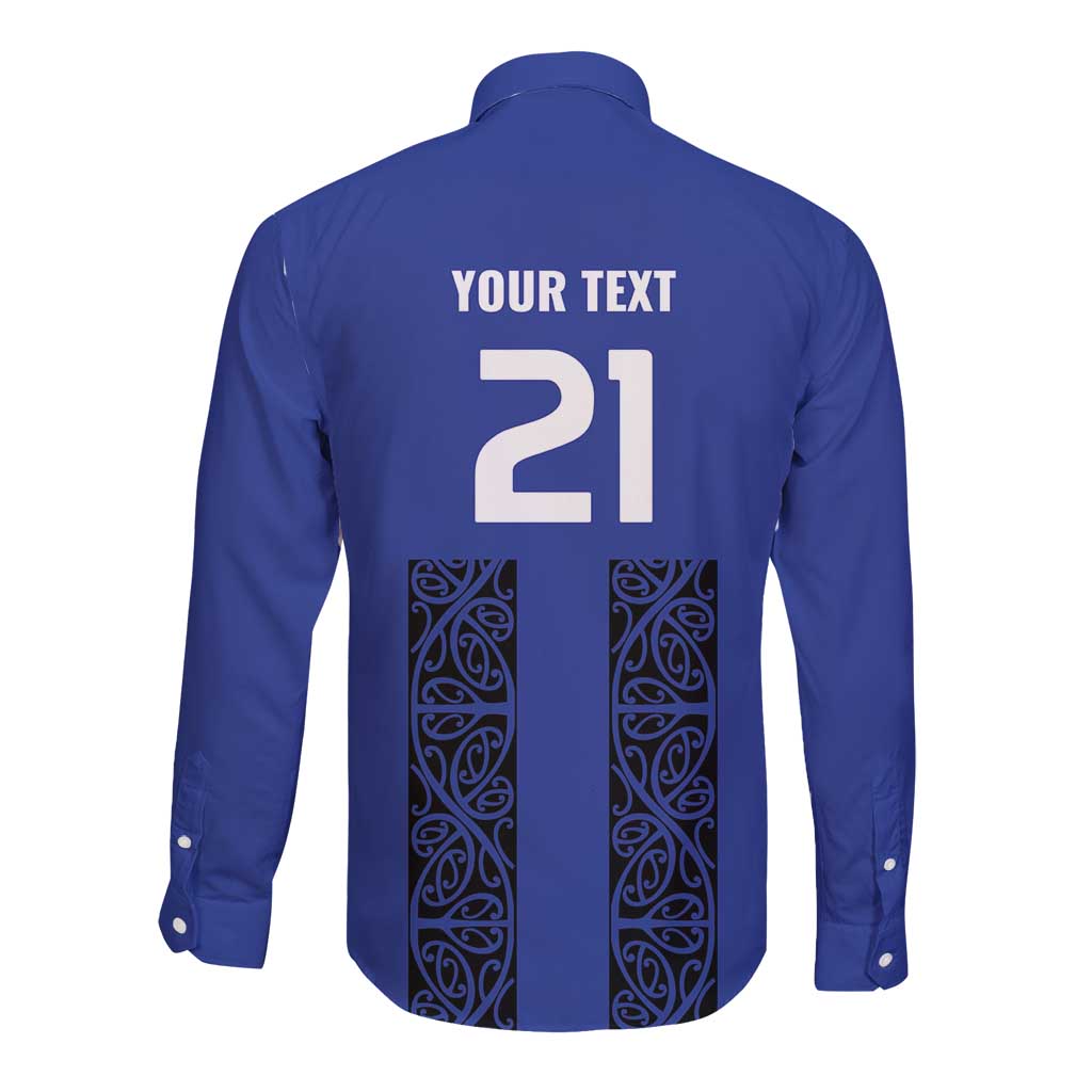 Custom Oceania Football NZ Auckland Long Sleeve Button Shirt Maori Tribal Pattern