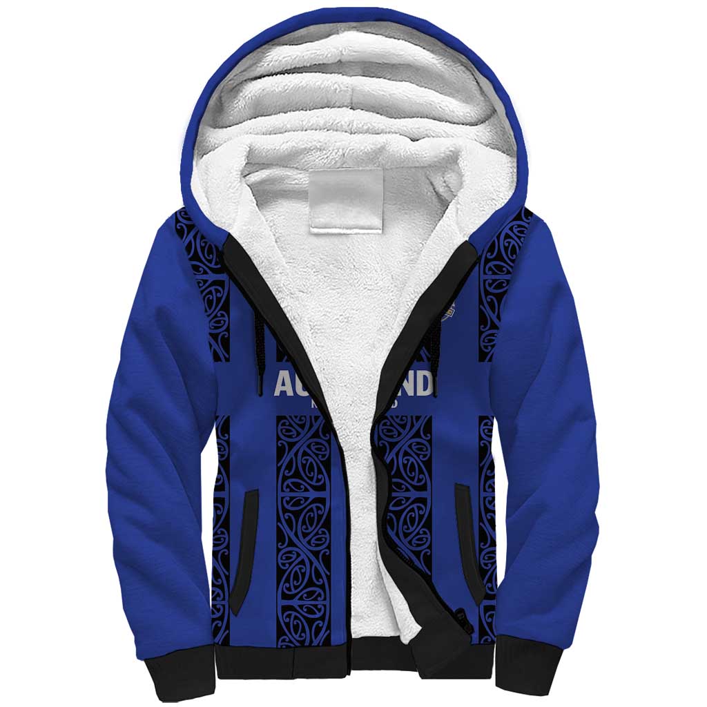 Custom Oceania Football NZ Auckland Sherpa Hoodie Maori Tribal Pattern
