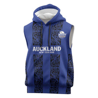 Custom Oceania Football NZ Auckland Sleeveless Hoodie Maori Tribal Pattern