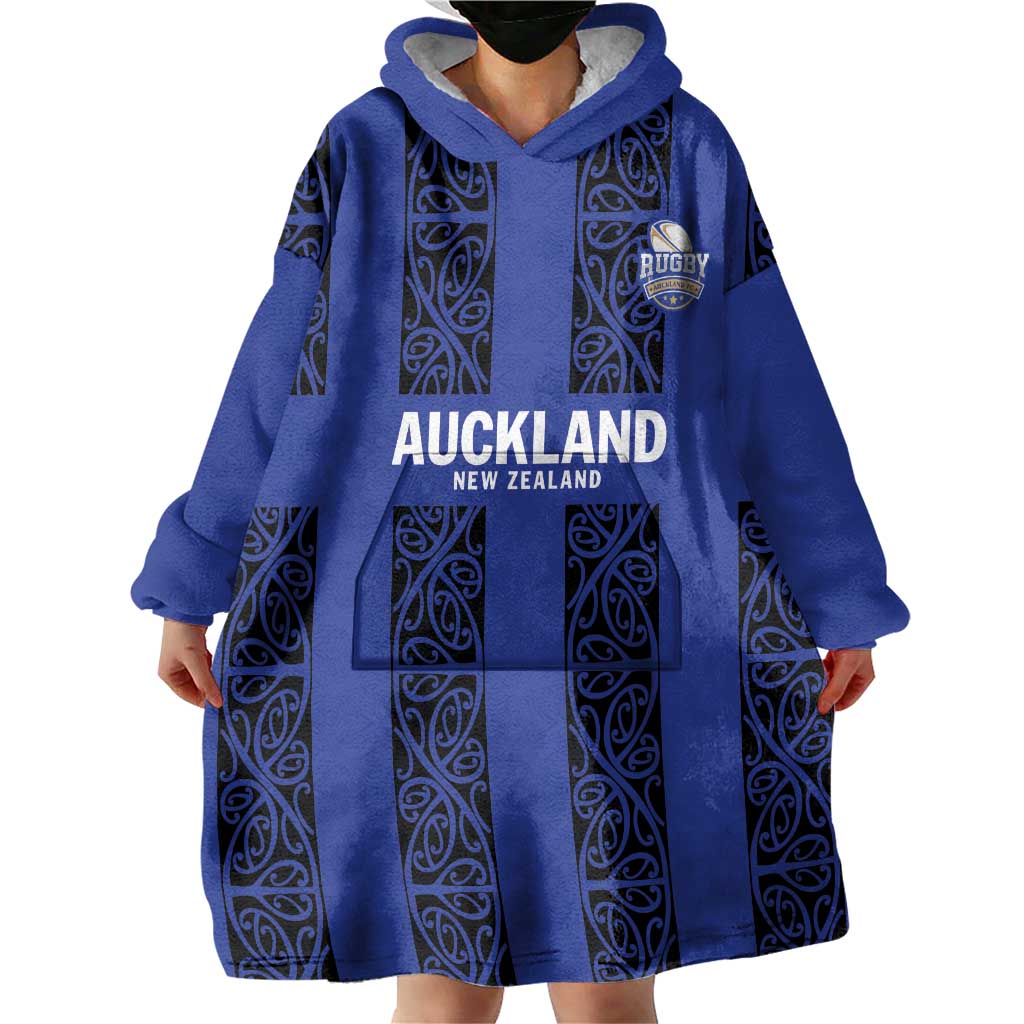 Custom Oceania Football NZ Auckland Wearable Blanket Hoodie Maori Tribal Pattern LT9 - Polynesian Pride