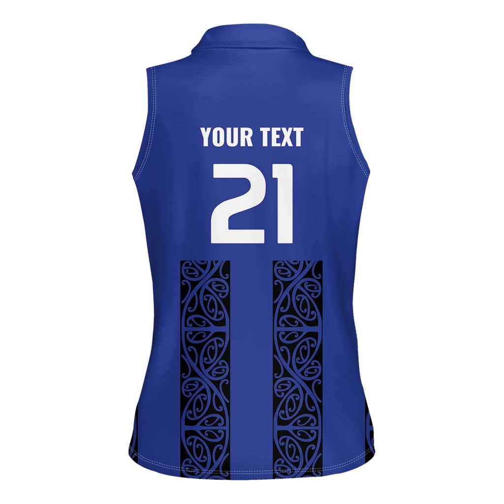 Custom Oceania Football NZ Auckland Women Sleeveless Polo Shirt Maori Tribal Pattern LT9 - Polynesian Pride