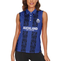 Custom Oceania Football NZ Auckland Women Sleeveless Polo Shirt Maori Tribal Pattern LT9 - Polynesian Pride