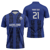 Custom Oceania Football NZ Auckland Zipper Polo Shirt Maori Tribal Pattern
