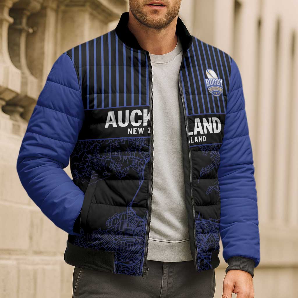 Custom Oceania Football NZ Auckland Bomber Puffer Jacket Minimal City Map Style