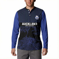 Custom Oceania Football NZ Auckland Button Sweatshirt Minimal City Map Style