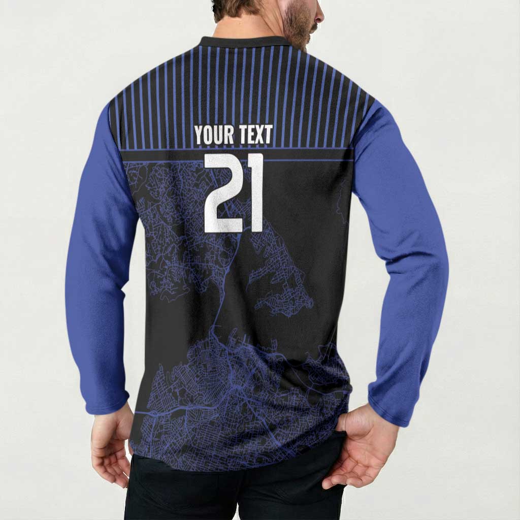 Custom Oceania Football NZ Auckland Button Sweatshirt Minimal City Map Style