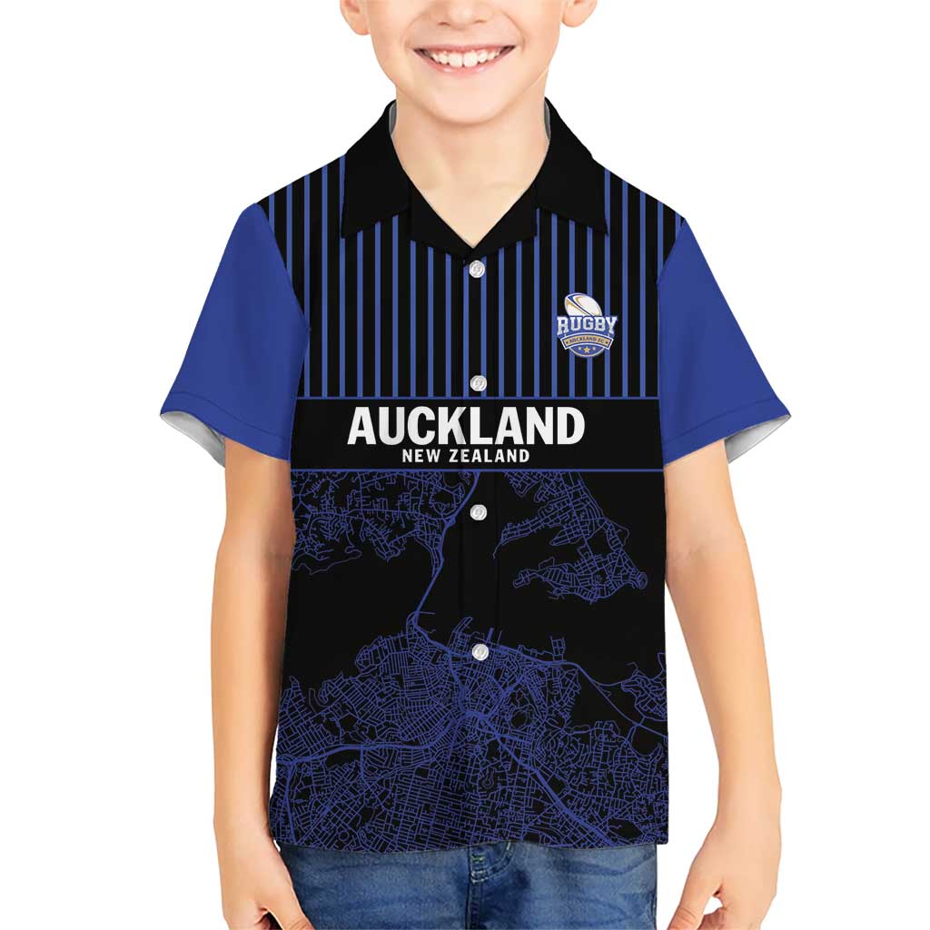 Custom Oceania Football NZ Auckland Kid Hawaiian Shirt Minimal City Map Style LT9 Kid Blue - Polynesian Pride