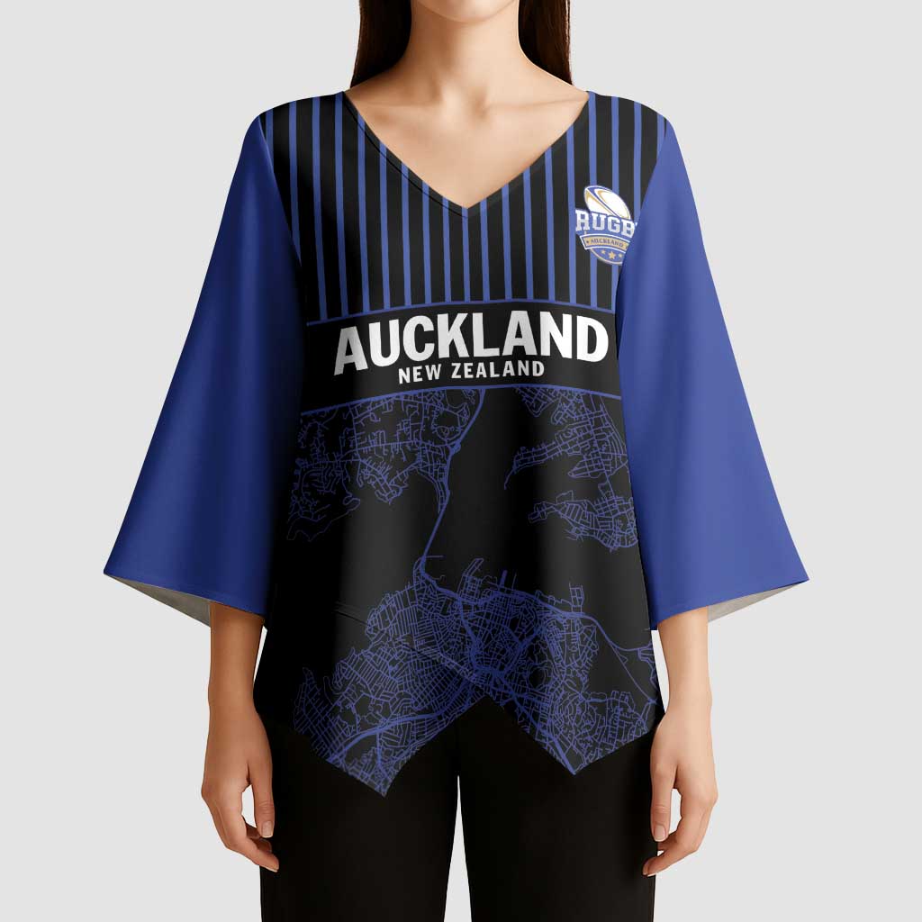 Custom Oceania Football NZ Auckland Kimono Sleeve Blouse Minimal City Map Style