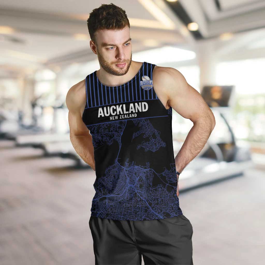 Custom Oceania Football NZ Auckland Men Tank Top Minimal City Map Style LT9 Blue - Polynesian Pride