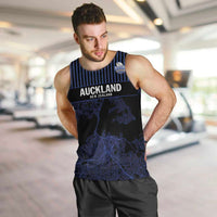 Custom Oceania Football NZ Auckland Men Tank Top Minimal City Map Style LT9 Blue - Polynesian Pride