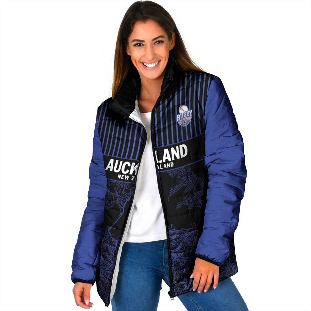 Custom Oceania Football NZ Auckland Padded Jacket Minimal City Map Style