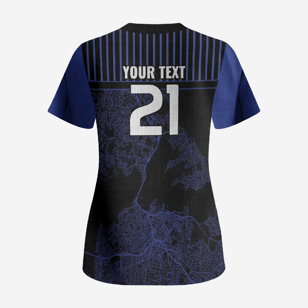 Custom Oceania Football NZ Auckland Scrub Top Minimal City Map Style