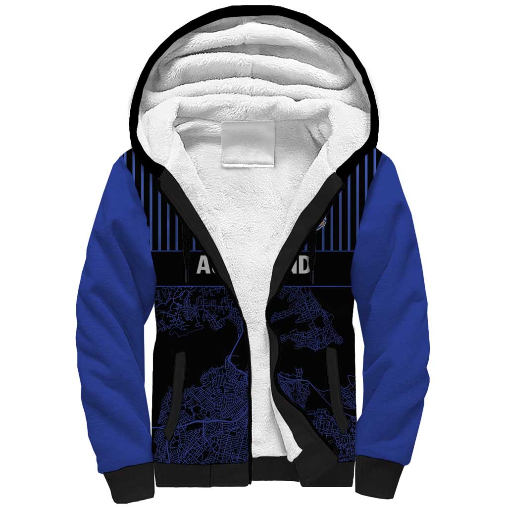 Custom Oceania Football NZ Auckland Sherpa Hoodie Minimal City Map Style LT9 Unisex Blue - Polynesian Pride