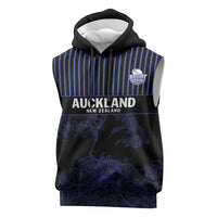 Custom Oceania Football NZ Auckland Sleeveless Hoodie Minimal City Map Style LT9 Blue - Polynesian Pride