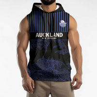 Custom Oceania Football NZ Auckland Sleeveless Hoodie Minimal City Map Style LT9 - Polynesian Pride