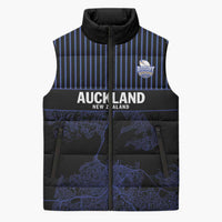 Custom Oceania Football NZ Auckland Sleeveless Puffer Jacket Minimal City Map Style LT9 Unisex Blue - Polynesian Pride