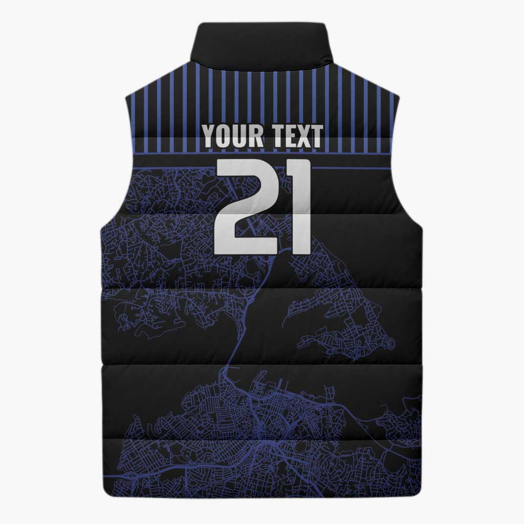 Custom Oceania Football NZ Auckland Sleeveless Puffer Jacket Minimal City Map Style LT9 - Polynesian Pride