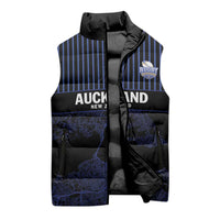Custom Oceania Football NZ Auckland Sleeveless Puffer Jacket Minimal City Map Style LT9 - Polynesian Pride