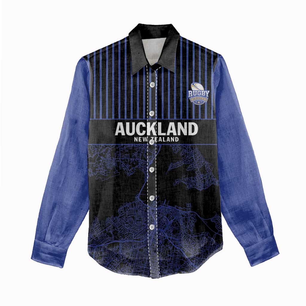 Custom Oceania Football NZ Auckland Women Casual Shirt Minimal City Map Style LT9 - Polynesian Pride