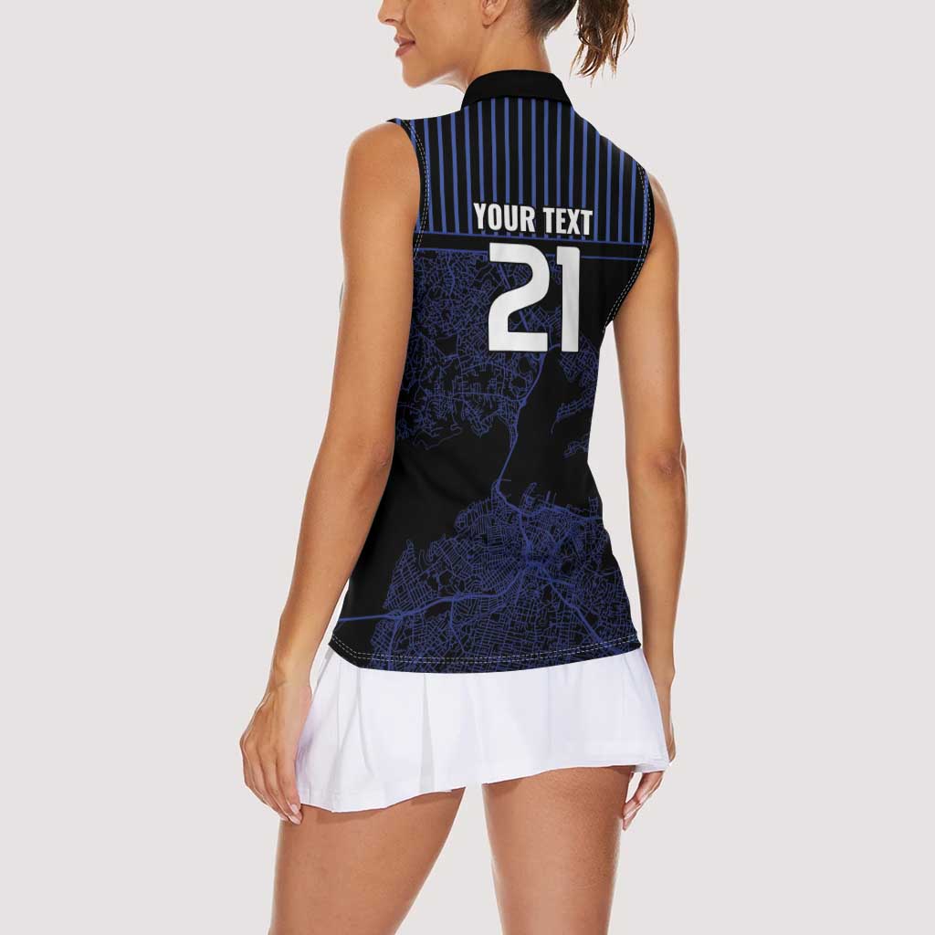Custom Oceania Football NZ Auckland Women Sleeveless Polo Shirt Minimal City Map Style LT9 - Polynesian Pride