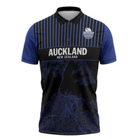 Custom Oceania Football NZ Auckland Zipper Polo Shirt Minimal City Map Style LT9 Blue - Polynesian Pride