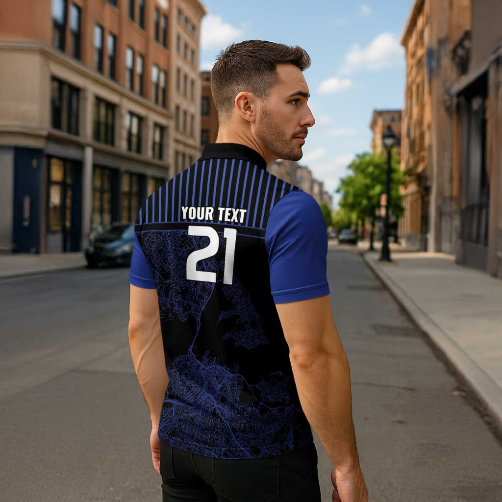 Custom Oceania Football NZ Auckland Zipper Polo Shirt Minimal City Map Style LT9 - Polynesian Pride